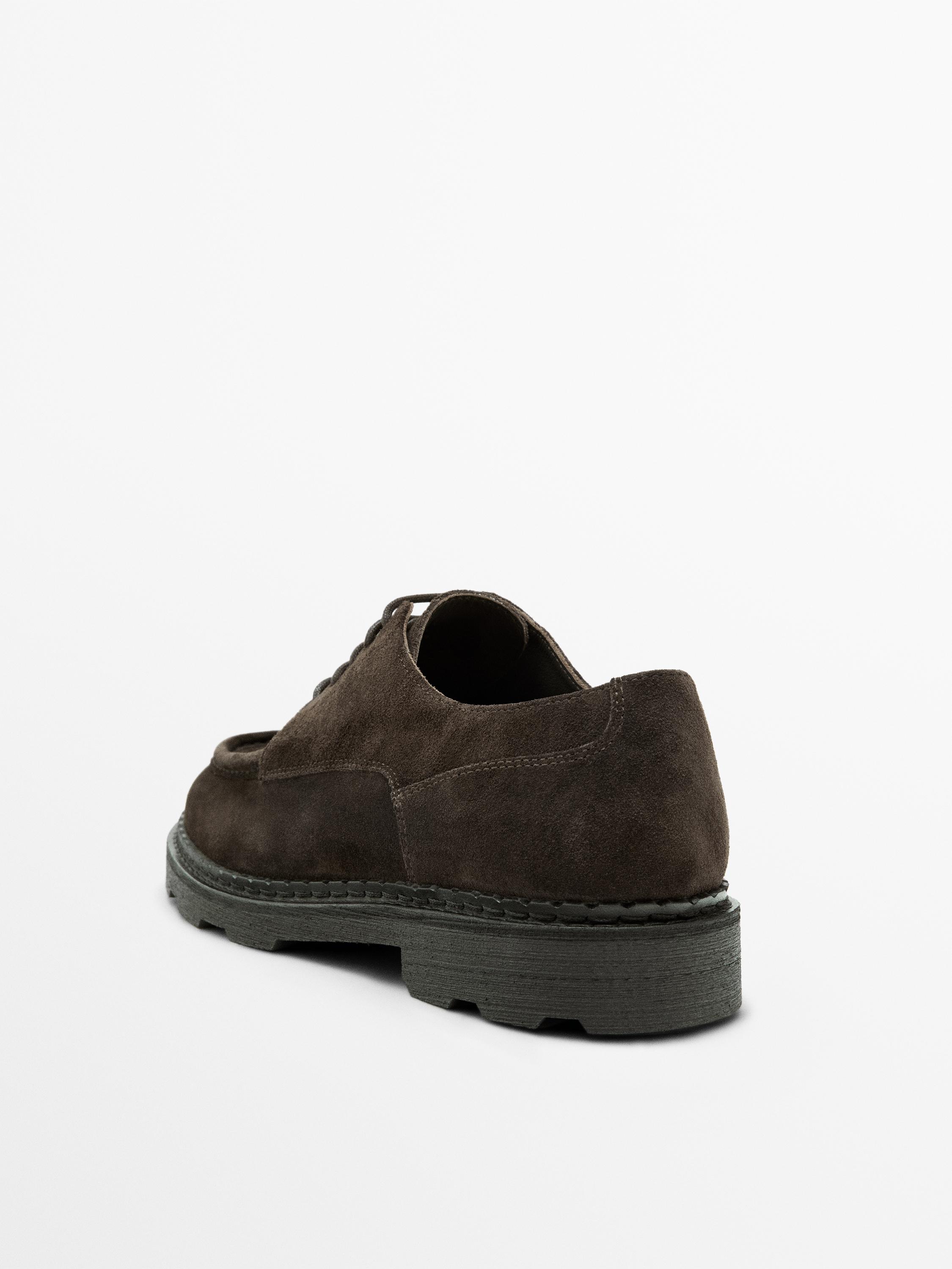 Moc toe split suede shoes